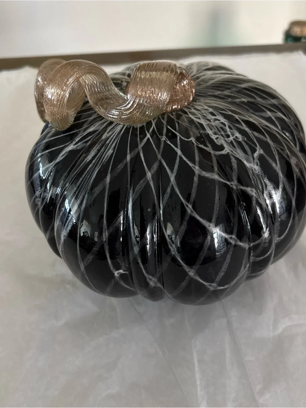 Martha Stewart Handblown Glass Black White Brown Pumpkin